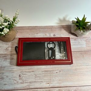 Men's Perry‎ Ellis Portfolio Leather BiFold W/ Keychain Tool NEW